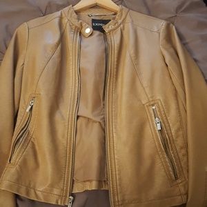 Express camel color faux leather jacket with gold